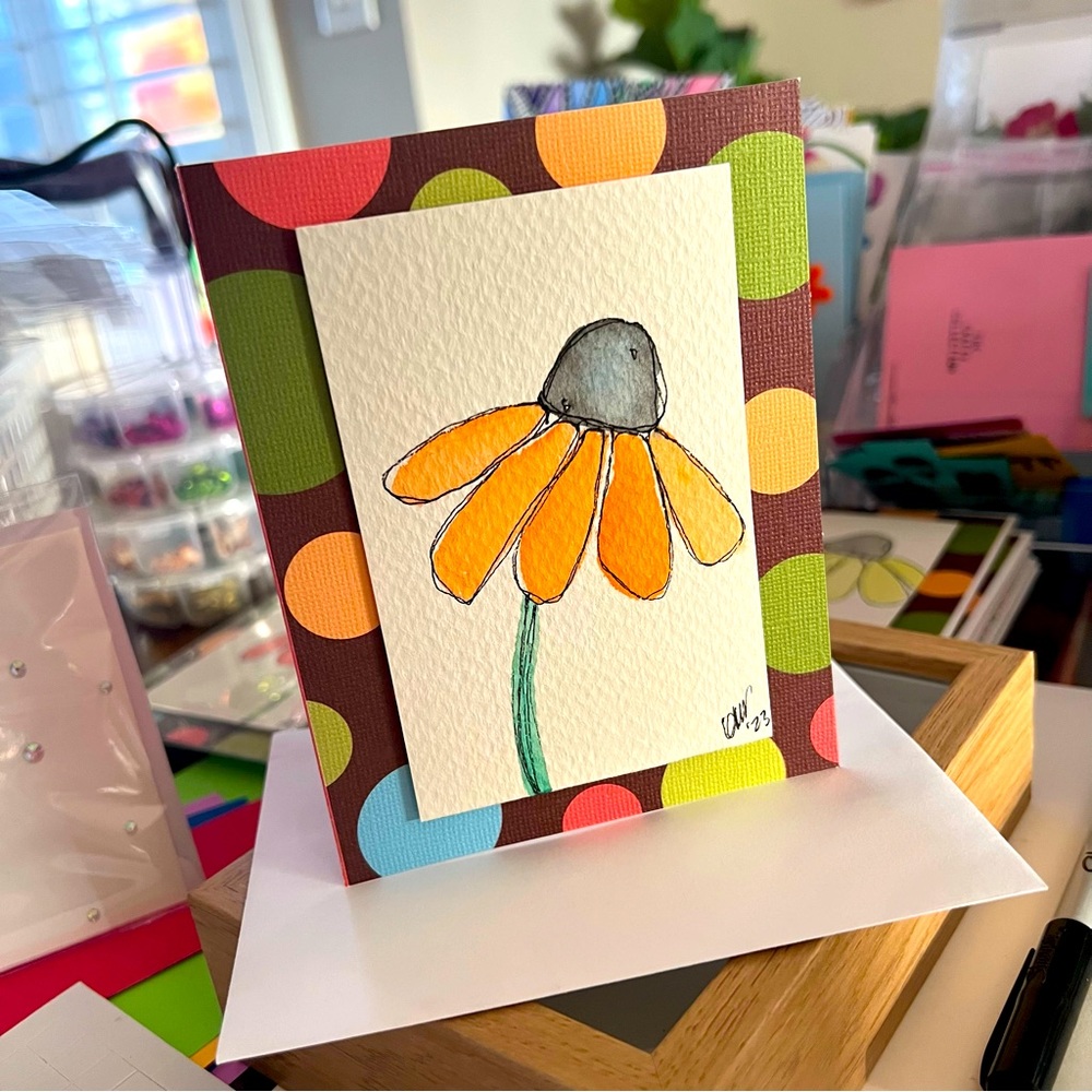 Original Art Watercolor Flower Greeting Card